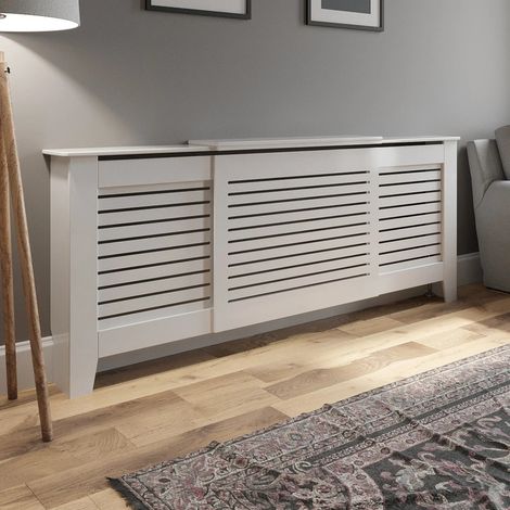 Radiator Cover Adjustable - White Horizontal Style 1390 - 2120mm (1/4)