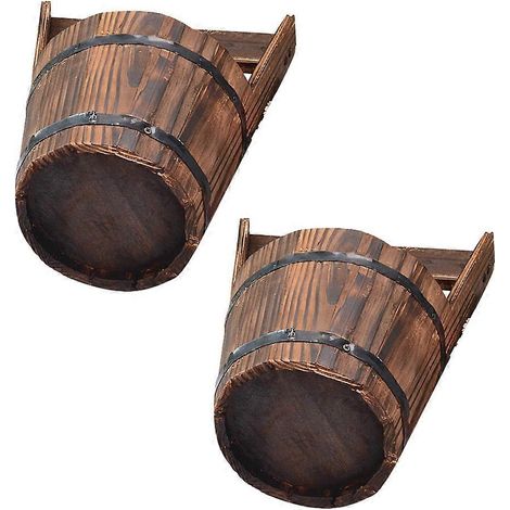 Pot de fleurs suspendu en bois pour plantes succulentes, idéal pour les clôtures, lot de 2 (1/5)
