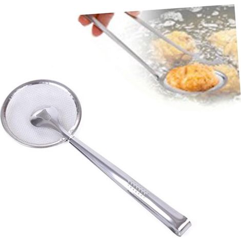 2 cucchiai filtro in acciaio inox con clip, setaccio/setaccio per friggere sopra il lavello, per preparare cibi fritti. (1/4)