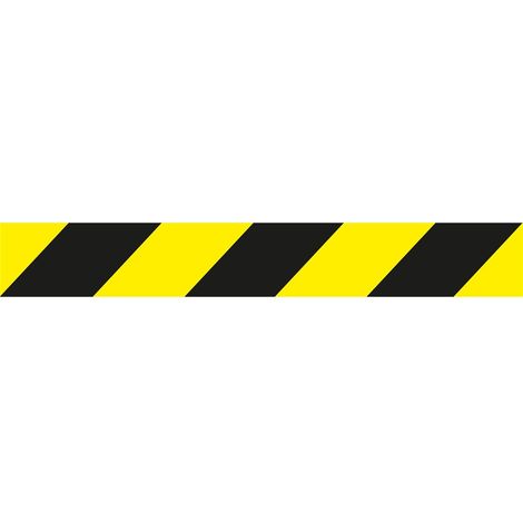 Ruban adhésif pour distributeur automatique de billets avec motif noir et jaune, 50 mm x 33 m, haute résistance.