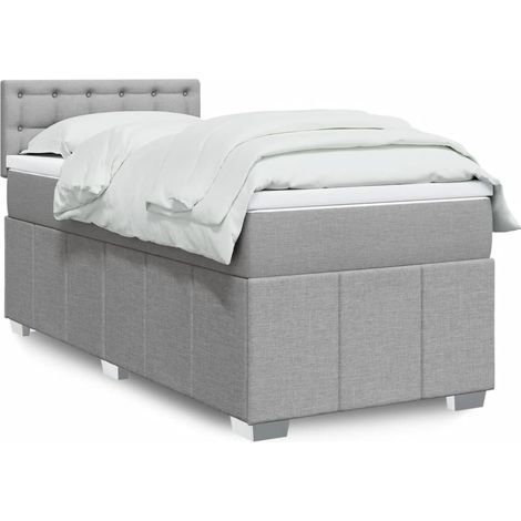 Boxspringbett mit Matratze Hellgrau 100x200 cm Stoff
