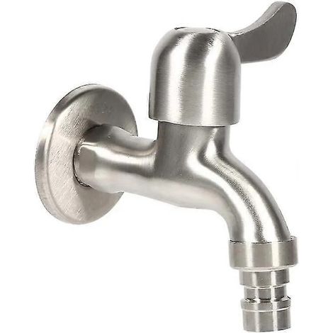 Robinet de jardin mural en acier inoxydable 304 G1/2, résistant à la rouille, pour lave-linge et balai à franges. (1/5)