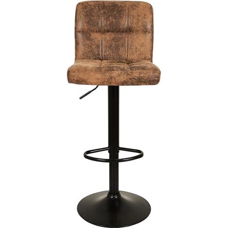 Lot de 2 chaises de bar réglables marron – Hauteur d'assise de 61 à 81 cm – Style vintage industriel – Pied en fer (1/5)