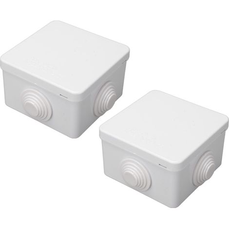 Lot de 2 boîtes de jonction étanches IP55, résistantes à la poussière et à l'eau, en plastique ABS, pour projets électriques extérieurs, avec bouchon en caoutchouc. (1/5)