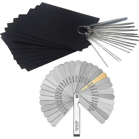 Set mit 13 Gitarrensattelfeilen, Stegsattelfeilen + 32 Klingen, Fühlerlehre mit metrischen und zwingenden Markierungen (1/4)
