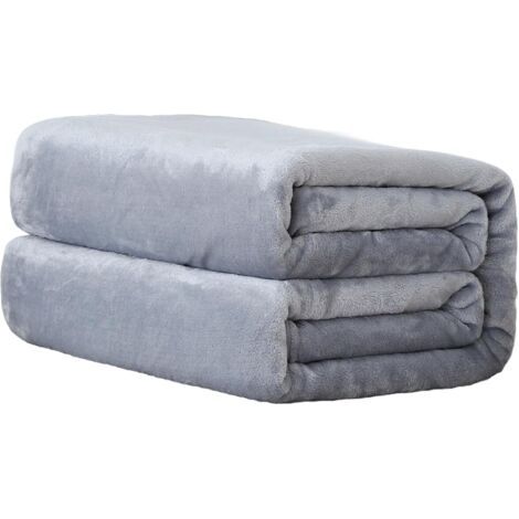 Sollbry Couverture polaire en flanelle super douce pour lits, canapés, canapés, couverture confortable et luxueuse au toucher velours pour l'été, argent, 150 cm x 200 cm (1/5)