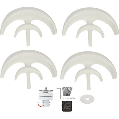 Éolienne 800W 48V, générateur électrique double étage 4 pales, lanterne type producteur d'énergie, équipement hybride pour site isolé. (1/5)
