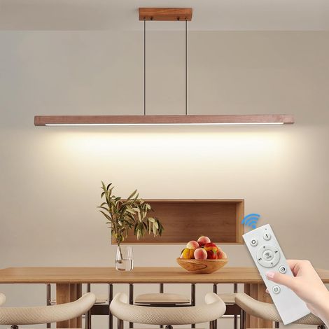 1 Luminaire Plafonnier, Bois Noyer 80cm, Intensité Variable, LED 3000k-6500k, Pour Cuisine Salon