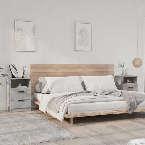 vidaXL Bedside Cabinets 2 pcs Concrete Grey Engineered Wood (1/5)