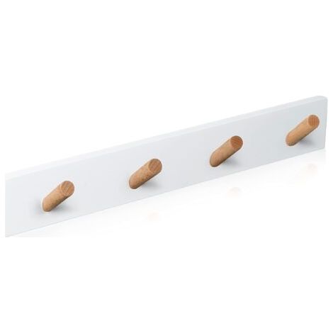 Porte Manteau Mural Bois - 4 Crochets – Patère Murale – Porte Manteau Mural Design pour Entrée, Salle de Bain, Enfant, Chambre (Blanc)