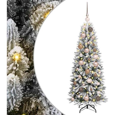 Sapin de Noël artificiel, avec 150 lumières LED et support, blanc, 120 cm (1/5)
