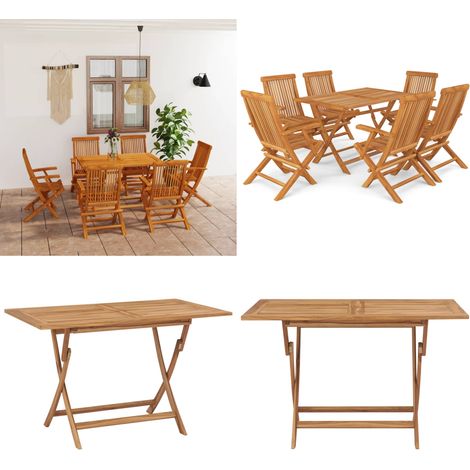Salon de jardin 7 pcs Bois de teck massif - Salon De Jardin - Mobilier De Jardin - Set De Salon De Jardin - Table De Jardin - Chaises De Jardin - Home & Living (1/5)