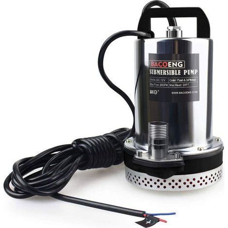 Pompe à Eau Immergée 12V 120W - Débit 4800L/h - Pompe Solaire pour Arrosage, Jardin, Étang et Piscine - Hauteur de Refoulement 6m