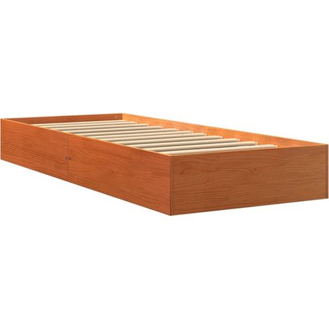 vidaXL Bettrahmen Wachs Holz braun 90x190 cm Massivholz Kiefer