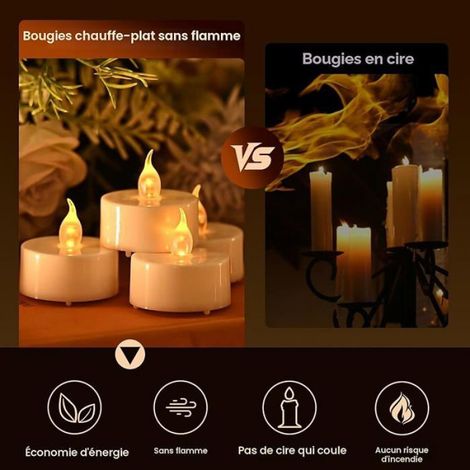 12 Bougie Chauffe Plat Bougies Led avec Minuterie Telecommande pour la 12 Pieces (Diameter 3,7 cm x Heig BOUGIE (HORS ANNIVERSAIRE) (1/5)