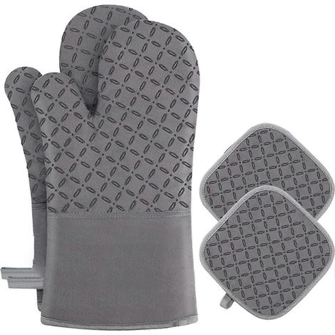 Gants isolants thermiques, gants épais anti-brûlures, gants de cuisine en coton et lin haute température (1/5)