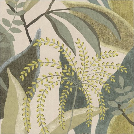 Nature wallpaper wall Profhome 791864 hot embossed non-woven wallpaper slightly textured with floral pattern matt cream olive green fern green 5,33 m2 (1/5)