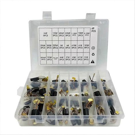 Packung mit 69 Kohlebürsten für Elektromotoren (23 Größen erhältlich) – Ersatzteile für die Reparatur von Elektrowerkzeugen (1/5)