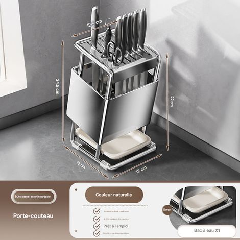 Porte - outils à enfichage oblique porte - objets cuisine porte - couteaux de cuisine comptoir baguettes cage couteau tout en un rack de rangement