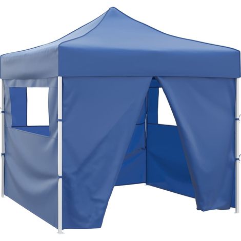 Faltzelt 3x3 m Blau 4 Seitenwände