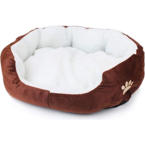 Lit pour Chien Moyen, Chenil pour Chien en Peluche, Lavable Tapis De Lit pour Animaux De Compagnie, Automne et Hiver Chats et Chiens Fournitures Chenil Chaud, 50x40 cm, Café (1/5)