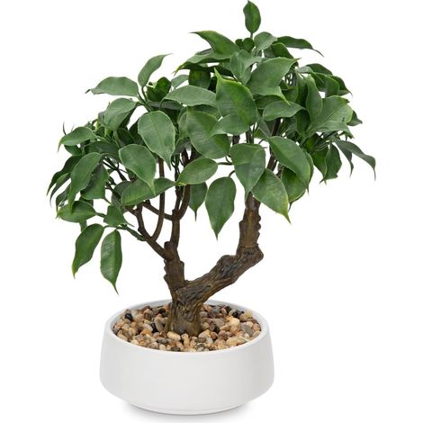 Plante artificielle bonsaï dans un pot en céramique - Décoration réelle - Plantes d'intérieur artificielles en pots pour salon, chambre à coucher, salle de bain, rebord de fenêtre (1/5)