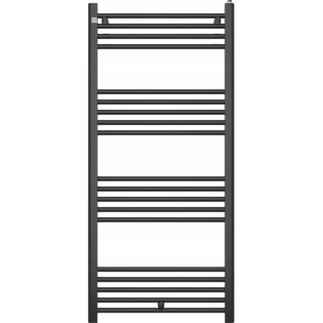 Radiateur Salle de Bain Granitan PUERTO 60x130cm Noir Chauffage Échelle Durable 595W (1/5)