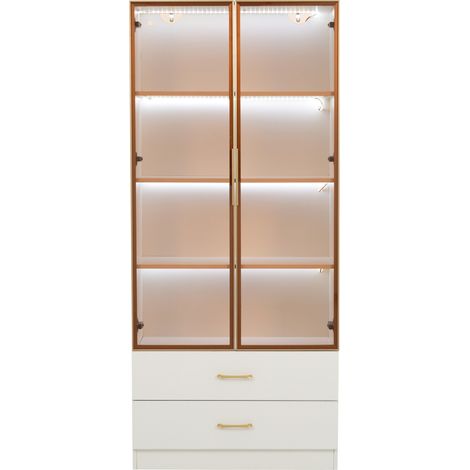 Armoire de salle de bain avec lumière, 75 cm, 2 tiroirs et 2 portes en verre trempé (1/5)