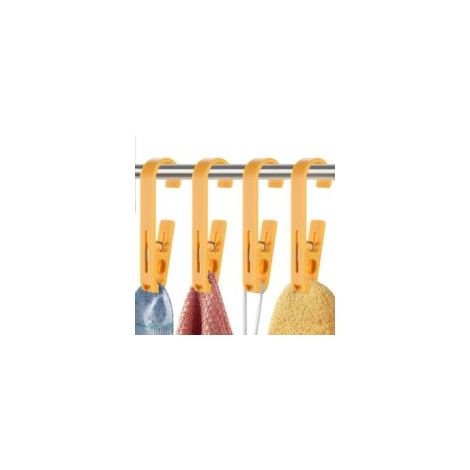 Juego de 4 ganchos para ropa con pinzas para calcetines, botas, sujetadores y toallas, fabricados en plástico resistente para el baño - Crezuo (1/3)