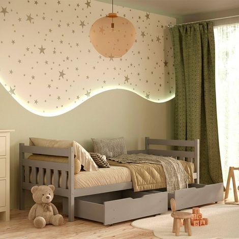 Cama 90x200 con somier y cajones incluidos David Gris (1/4)