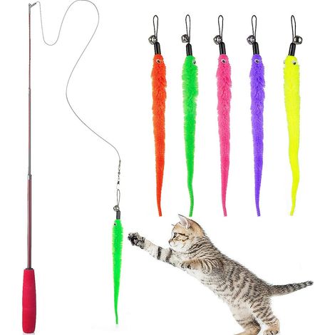 Jouet de Chat, Rétractable Baguette avec 5 Plumes pour Votre Chat et Chaton (1/5)