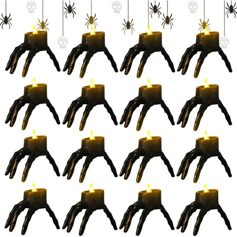 16 lampes à bougie en forme de main - alimentées par piles - sans flamme