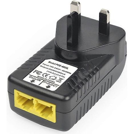 Injecteur PoE, adaptateur Ethernet avec prise murale (prise britannique), tension d'entrée AC100240V. (1/5)