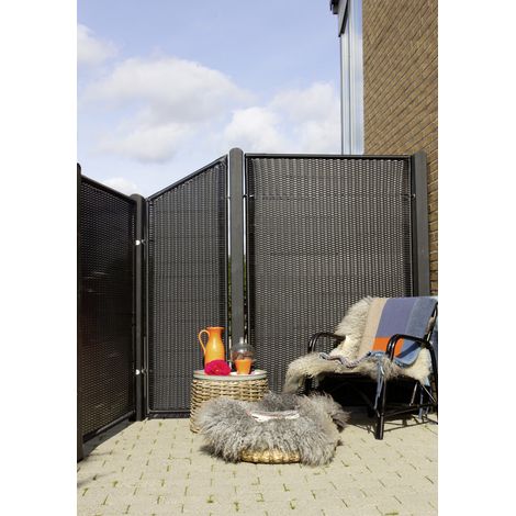 Plus Schrägelement Trend 55 x 170/140 cm schwarz Polyrattan Sichtschutz