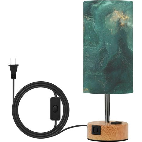 Lampes de table luxe en marbre vert doré avec ports USB C + A (1/5)