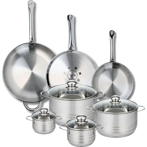 Ensemble de 3 Poêles de cuisson 24, 28 et 32 cm et 4 faitouts 12, 14, 20 et 24 cm Elo Profi Brillant (1/5)