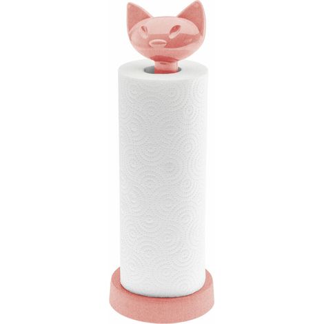 Koziol Küchenrollenhalter Miaou, Papierrollenspender, Kunststoff-Holz-Mix, Nature Coral, 7225704 (1/2)