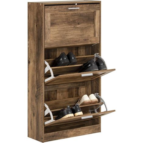 SoBuy 3 Flip Drawers Narrow Shoe Cabinet Vintage Bronze,FSR137-L-F (1/5)