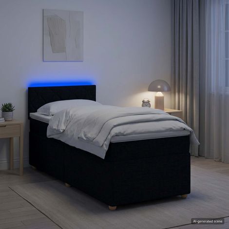 vidaXL Cama box spring con colchón Negro 100 x 200 cm Tela (1/5)