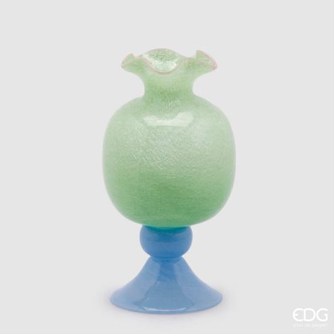 EDG Enzo De Gasperi Vaso Tulipano con Piede H 36 Cm D 20 Cm Light Green