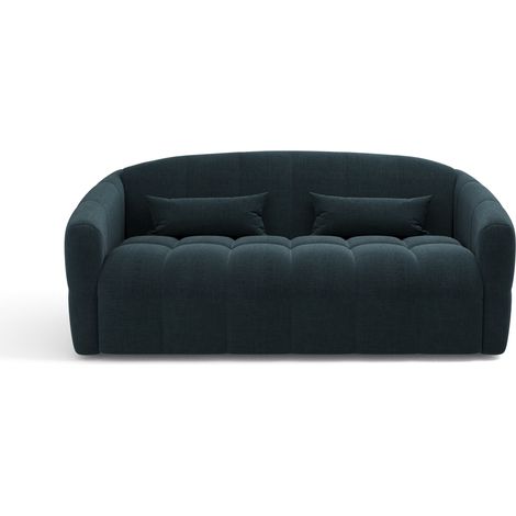 Canapé convertible express dunlopillo 140cm 4 places en velours bleu paon (1/5)