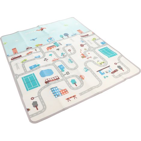 Tapis de jeu bébé antidérapant, grand tapis sol enfant, labyrinthe de voiture 180x150 cm (1/5)