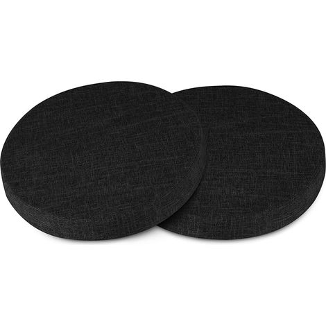 Lot de 2 coussins de siège ronds amovibles, ronds, avec fond antidérapant, pour l'intérieur et la salle à manger, la cuisine, 40 x 40 cm, noir (1/5)