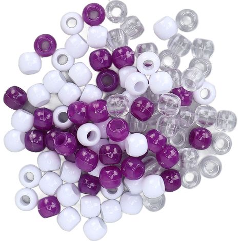 100 perles de cheveux Dreadlocks Couleurs Variées Perles de Tressage pour Décoration Barbe et Cheveux Accessoires Blanc Violet Transparent (1/5)