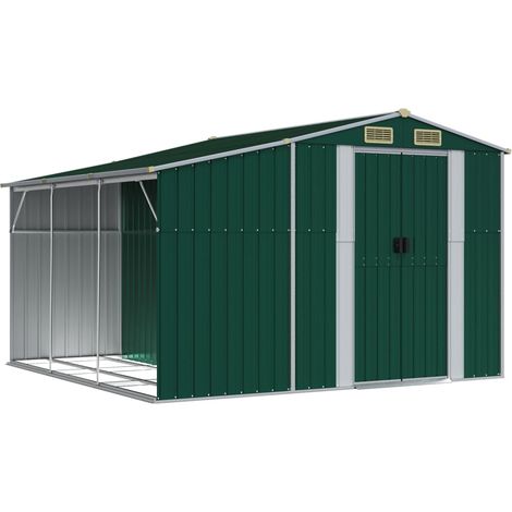 Casetta da giardino casetta per cabine ripostiglio casetta per la casa casetta per attrezzi da esterno robusta 277 x 279 x 179 cm acciaio zincato verde 020022377