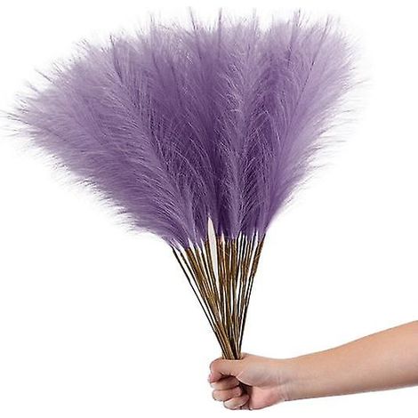 Lot de 20 tiges artificielles en roseau, sans arrosage, à la texture transparente, imitant l'herbe de la pampa, pour la décoration intérieure.violet clair (1/5)