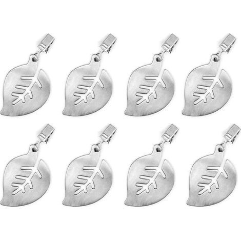 8 pinzas para mantel de acero inoxidable para mesa de exterior, perchas de hojas con pinzas, para fiestas, picnics, jardines, casas, interiores y exteriores, camping. (1/4)