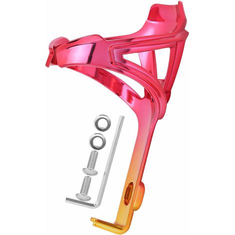 Porte-bidon vélo bicolore rouge et or, support de fixation pour bouteille, accessoire cyclisme rétention sécurisée. (1/5)