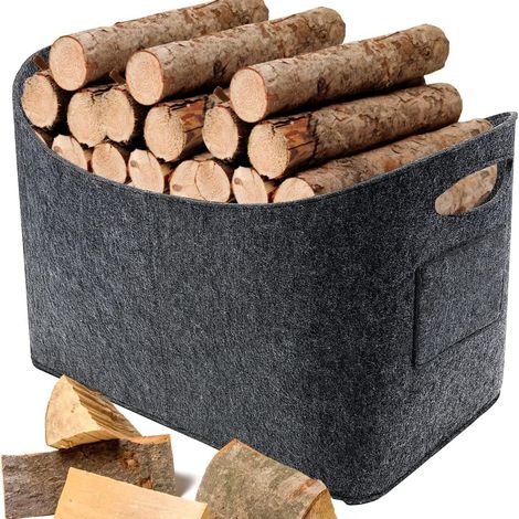 Faltbarer Filzkorb, großer Stauraum für Brennholz, Lebensmittel, Zeitungen, Spielzeug, Einkäufe (53 x 30 x 40 cm) (1/4)
