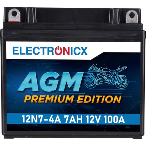 Electronicx YB7-A AGM Motorradbatterie 12V 7Ah 100A/EN - Wartungsfrei, Vorgeladen, Auslaufsicher, Langlebig - Premium Batterie 12V Wartungsfrei (1/5)